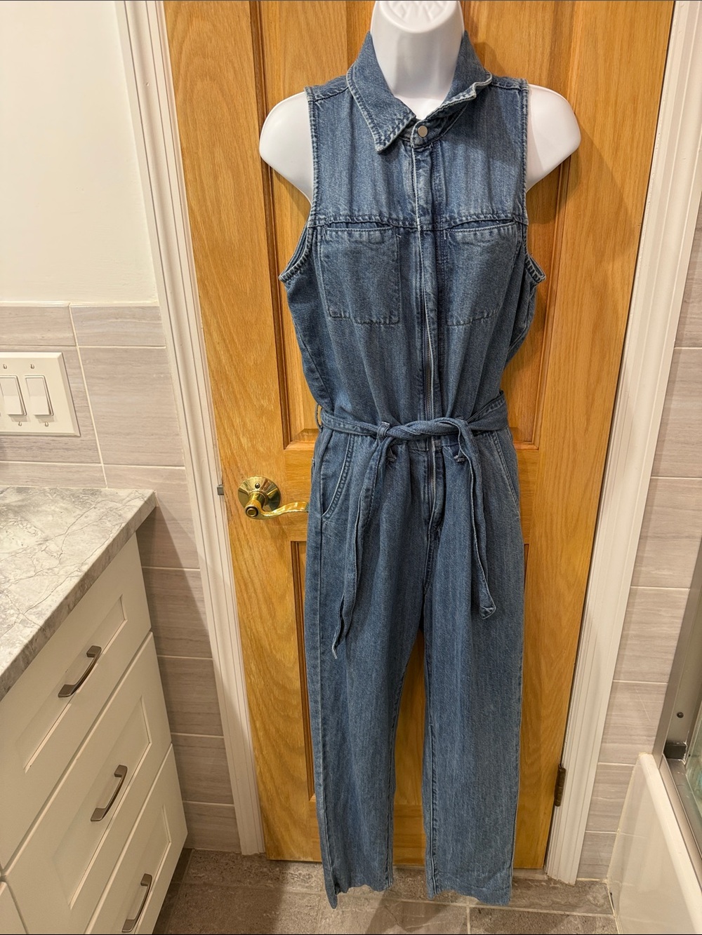 Guess Sleeveless Denim Jumpsuit - Medium Blue